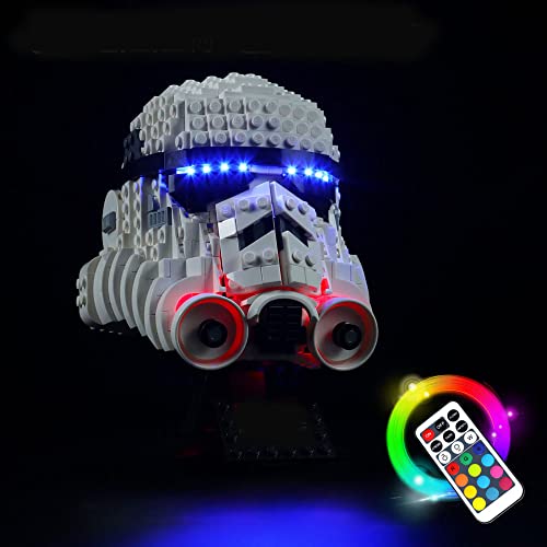 LED-ljussats för Lego 75276 Stormtrooper hjälm, USB-anslutande belysningsset kompatibel med Lego 75276 (endast flickor, inga lego-modeller) (fjärrkontroll)