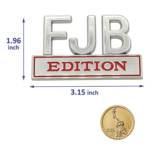 Image of 2 Pack FJB Emblem 3D Fender Badge Decal Car Truck Metal Replacement for Universal Vehicle, Car, Truck, SUV Chrome Red