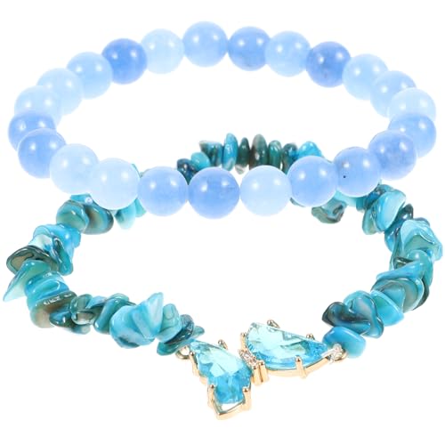 Collier pour femme en pierre violette et papillon, bracelet perles unisexe naturel