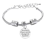 Excelente calidad Pulsera - Motivación - Colgante - Los maestros siembran semillas que crecen por siempre - Unisex - Color plata - Idea de regalo Teachers plant seeds that grow forever