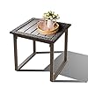 Outdoor Wicker Rattan Side End Tables for Patio All Weather Small Square Patio Rattan Coffee Table Outdoor Patio Furniture Side Table for Porch Balcony Lawn Garden Bistro Brown