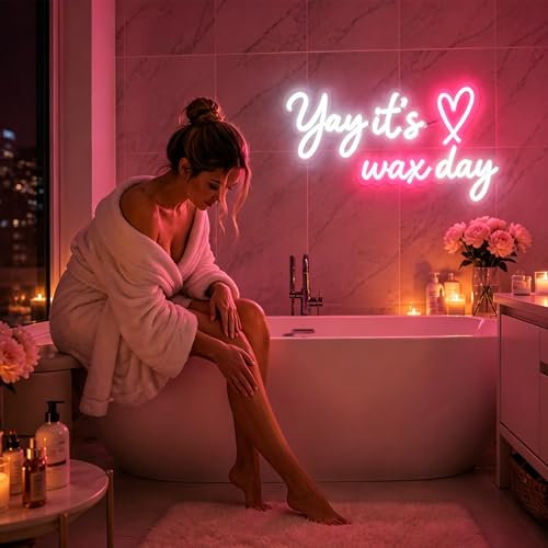 Image of White&Pink Neon Sign Led Neon Lights Signs for Wall Decor USB Powered Led Signs for Room Decoration-Yay It's Wax Day