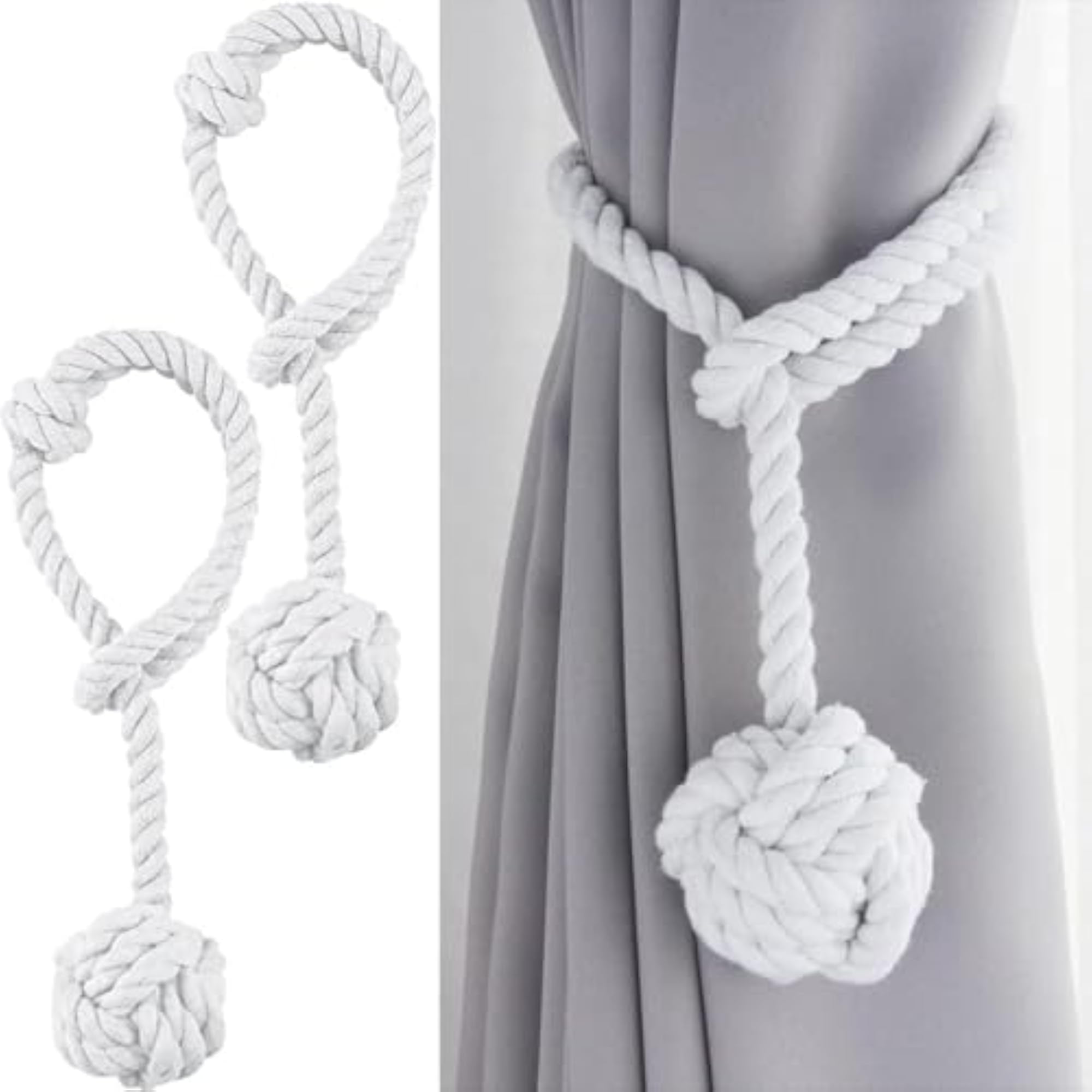 Handmade Cotton Curtain Tiebacks, Rustic Boho Decorative Holdback