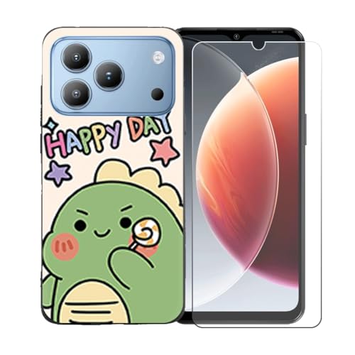 LCEHTOGYE �K�p Blackview Wave 7C +�����K���X�X�N���[���v���e�N�^�[�p�P�[�X�A�K�p Blackview Wave 7C (6,56")�ƌ݊����̂���u���b�N�\�t�gTPU�V���R���Q���P�[�X�ی�J�o�[ LLM49