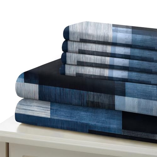 Parure de lit infroissable bleu pour lit king size 3d