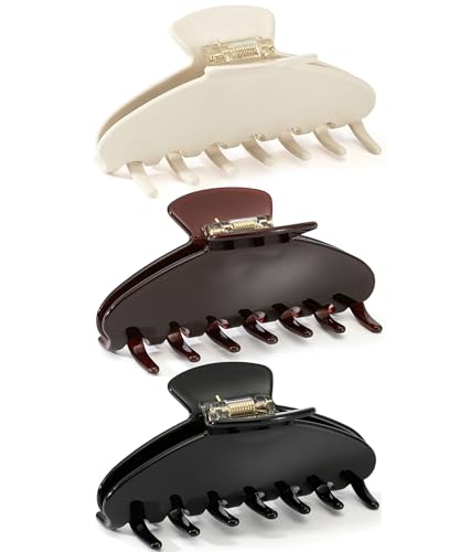 3 Pinzas para cabello de acetato 4 pulg negro blanco café miniatura 1