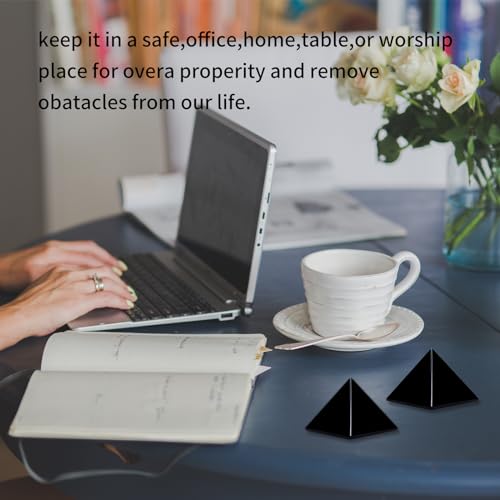 Image of Runyangshi Natural Black Obsidian Crystal Pyramid Energy Generator | 2.36x2.36in (6x6cm) Healing Crystal Pyramid for Protection & Positive Energy | Natural Quartz for Chakra Reiki Home Decor