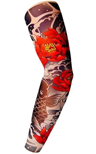 く福 UV 腕カバー アームカバータトゥースリーブ 入れ墨 刺青 運動風 UV 日焼け防止男女兼用 フリーサイズ (パターン 9)