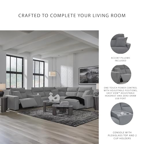 Image of Signature Design by Ashley 6-Piece Power Reclining Sectional Sofa, Gray