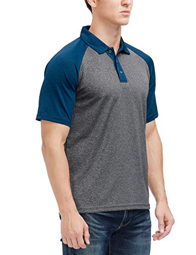 Men's Casual Short Sleeve Moisture Wicking Performance Golf Polo Contrast Color Patchwork Pique Shirts Tops2