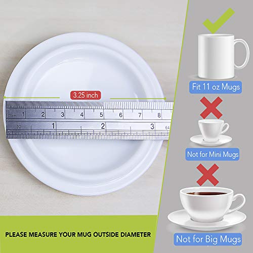 2 Pieces Reusable Mug Lids For Ceramic Mugs, 11 Ounce White Ceramic Mug Lid, Drink Cover For Outdoors, Mug Cover To Keep Warm, Fits Mug With Outside Diameter 3.25 Inch, Best For Hot And Cold Beverage #TOP1