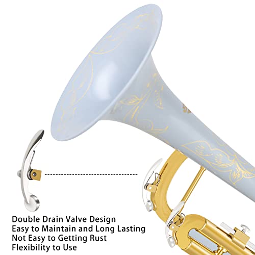 Eastrock Bb Trumpet Standard Trumpet Set With Carrying Case,Gloves, 7C Mouthpiece, Cleaning Kit, Tuning Rod, Gray (Hand Carved Craft) #TOP2
