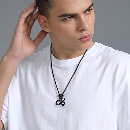ChainsProMax Retro Cobra/Python Snake Necklace, Statement Serpent Gothic Jewelry, Stainless Steel/Gold Plated/Black-Send Gift Box2