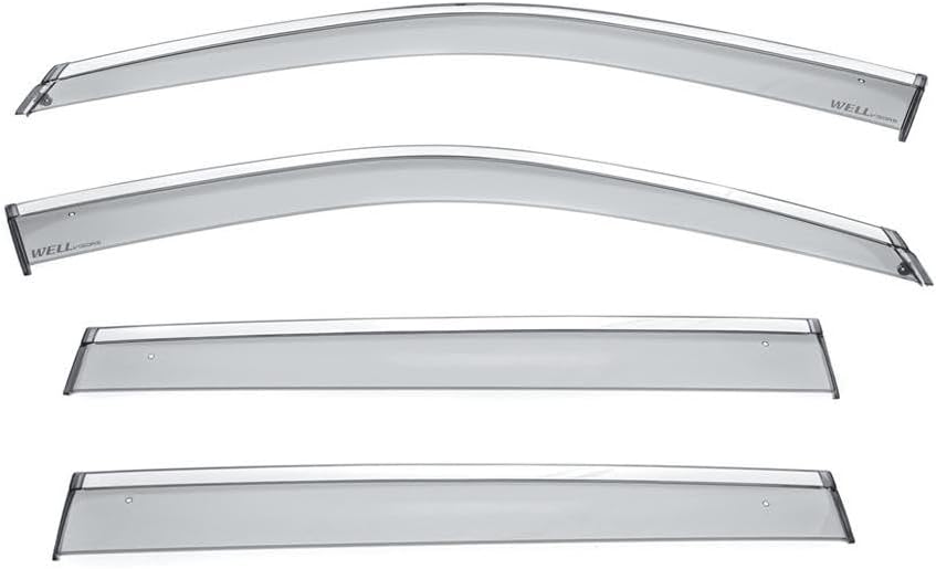 WellVisors Window Visors Wind Deflectors Compatible with Jeep 2017-2026 Compass with Chrome Trim Rain Guards 3-847JE010