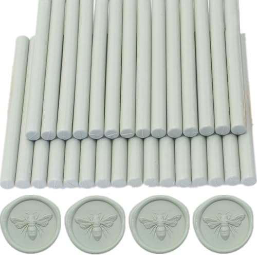 Sage Green Wax Seal Sticks, 30pcs Glue Gun Wax Sealing Sticks for Wax Seal Stamp, Vanilla Green Sealing Wax Gun Sticks Great for Wedding Invitations, Christmas Gift Ideas (Sage Green)