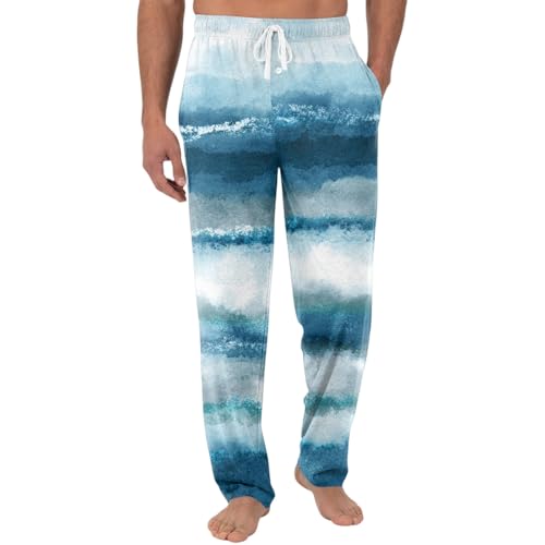 Men'S Pajama Bottoms,Tie-Dye Print Cotton Lightweight Sleep Lounge Pants Pj Bottoms Pockets Button Fly, M-3XL