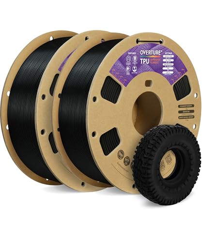 OVERTURE 2KG Bundle Flexible TPU 95A 3D Printer Filament 1.75mm, Black*2