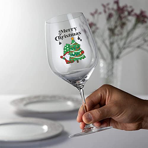 Verres à vin de Noël de 481g en verre haute clarté avec gnomes dessinés - 6