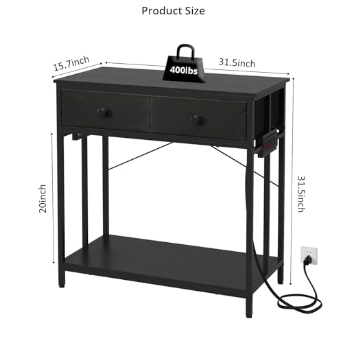 Image of VOWNER 20-29 Gallon Aquarium Stand with Power Outlet, Metal Frame Fish Tank Stand with Cabinet Storage, Double Turtle Reptile Terrariums Tank Stand, 31.5 inch L*15.7 inch W Tabletop, 400LBS Capacity, Black