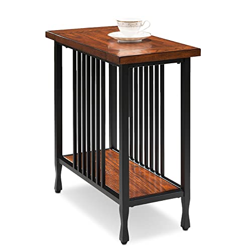 Image of Leick Home Ironcraft End Table, 12 inch, Mission Oak, Black