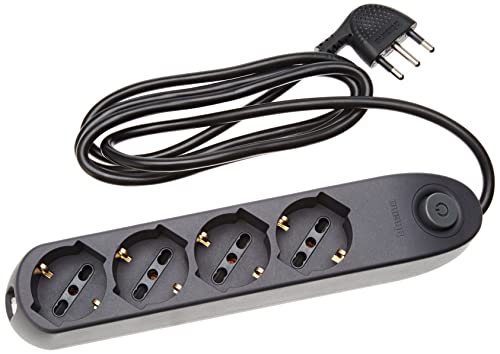 Bticino Ciabatta Multipresa Elettrica Poker 4 Posti, 4 Prese Polivalenti (Schuko 10/16A E Bipasso), Ciabatta Elettrica Con Interruttore, Cavo 1,5M Spi