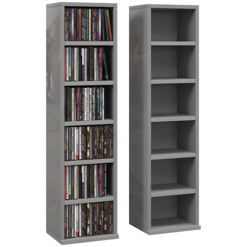 Image of HOMCOM 204 CD Storage Units Set of 2 DVD Tower Rack Grey