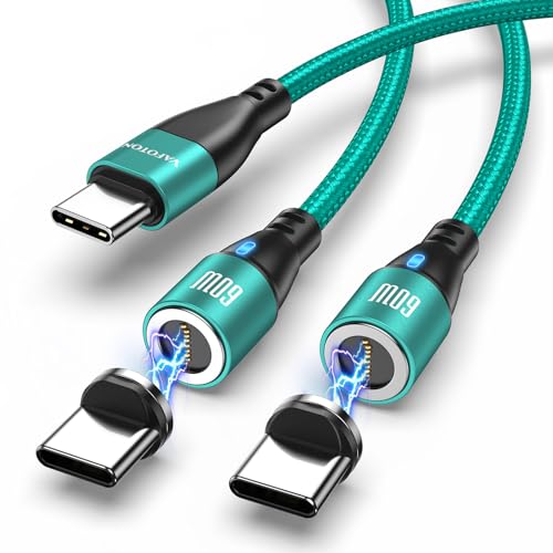 VAFOTON 9Pin PD 60W Magnetic Charging Cable(2Pack, 3.3FT/6.6FT), 3A Magnetic USB C Charging Cable/USB C Charger Cable/Magnet Charger Cable for 1Phone16/15 Series, Ma-Book/1Pad Series, Samsung Galaxy by VAFOTON - Used condition - US$8.99