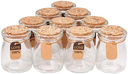BENECREAT 10 Pack Glass Wedding Party Favor Jars with Cork Lids, Label Tags and String for Candy, Spices, Seashell Collection and More
