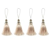 Fenghuangwu Paquete de 4 llaveros de borla con bucles, beige)
