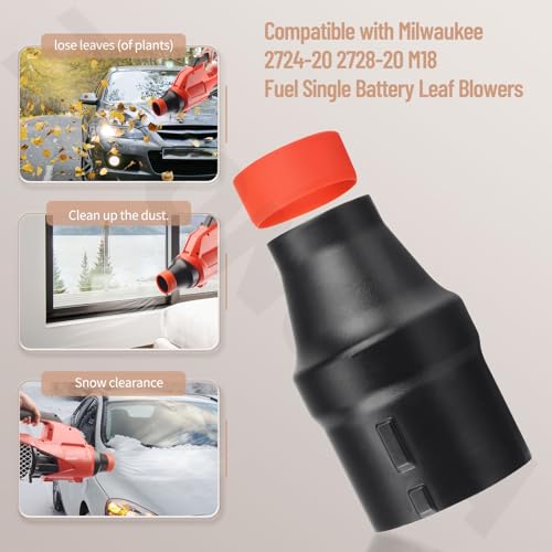 ZHONGXIA Car Drying Nozzle for Milwaukee M18 Fuel Single Battery 2724-20 2728-20 M18 Leaf Blowers, Car Drying Nozzle for Milwaukee Leaf Blowers with Red Soft Tip Cover - Thumbnail 3