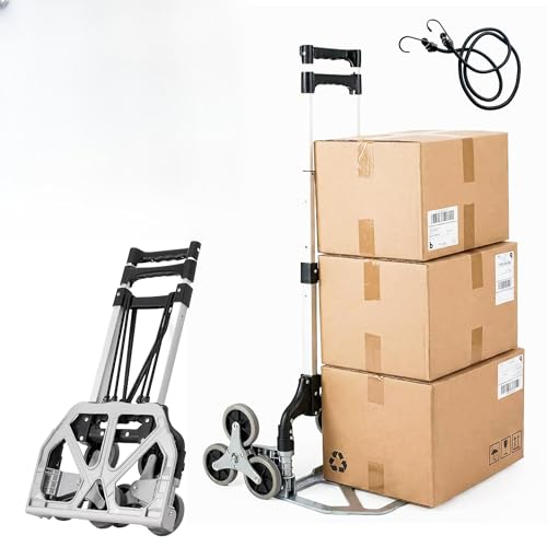 STREND PRO Carrello Saliscale 80kg | Carrello Pieghevole Per Scale con Sistema a 3 Ruote | Robusto Carrello Trasportatore per Scale & Gradini | Carrello a Mano Regolabile in Altezza & Compatto