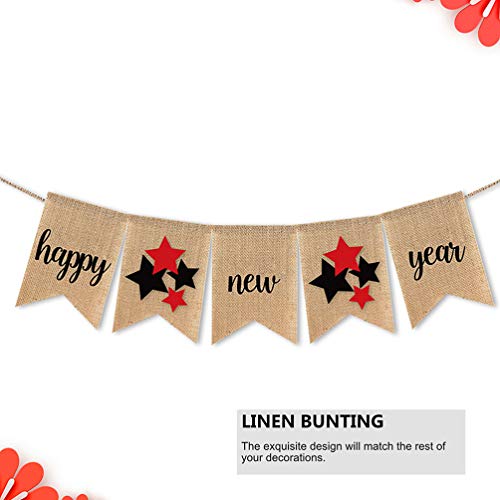 Banner de ano novo Amosfun Happy New Year Banner com design de estrela guirlanda de decoração de fes