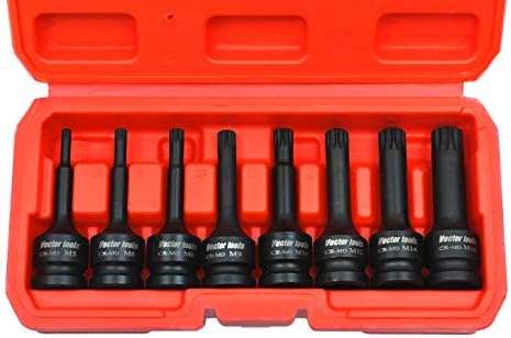 8pc 1/2" Drive XZN Triple Square Spline Driver Impact Socket Set, Cr-Mo Steel Metric (M5 - M16)