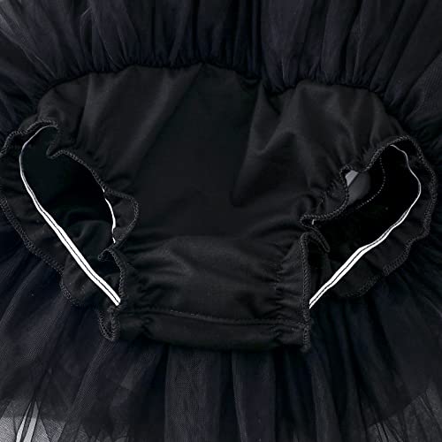 Baby Girls Tutu Skirts With Diaper Cover Newborn Tutu Skirts Sets With Headband For Birthday Photoshoot (0-6Months Black #TOP3