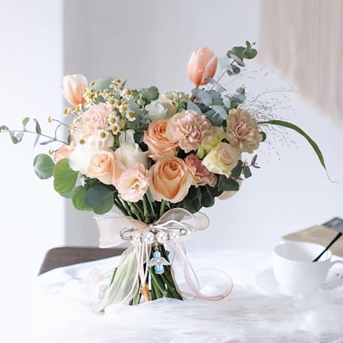 Something Blue Angel Bouquet Charm, Wedding Day Hug Guardian Angel Charm, Memorial Gift for Bride, Wedding Gift from Mom or Dad3