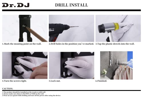 Dr.DJ Wall Mount Coat Hanger Holder Silver Clothes Drying Organizer Rack Garment Hooks Aluminium Retractable Folding Indoor Wall Mounted Hanger Space Saver for Laundry Room Bedroom (2 Racks) Silver by Dr.DJ - Image 3