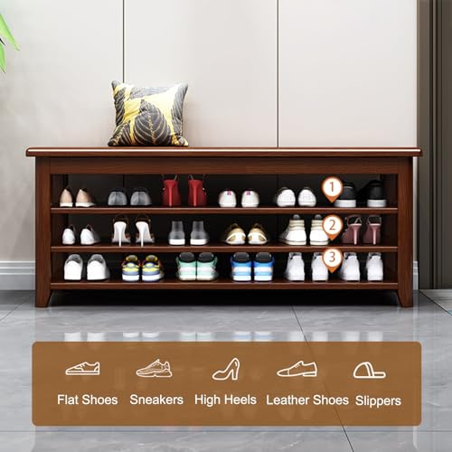 Étagère à chaussures blanche à 3 niveaux avec banc d'entrée bois