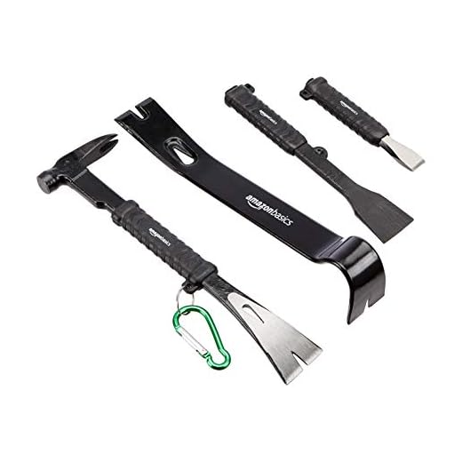 AmazonBasics Multi-Purpose Pry Bar and Nail Puller Set - 4-Piece