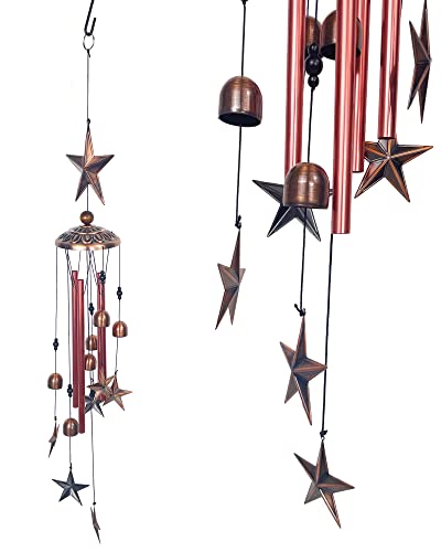 Star Wind Chimes Copper Stars Wind Chime Garden Windchimes Decorations With Hook Indoor Outdoor Wind Chimes #TOP2