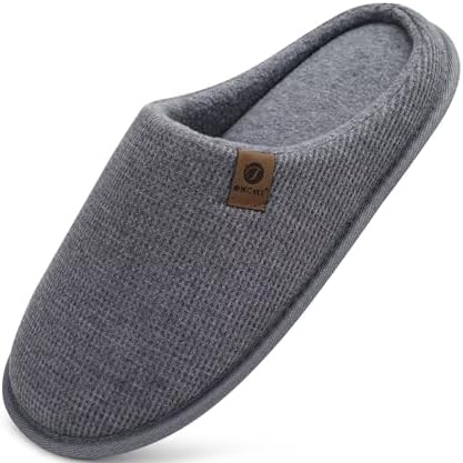 ONCAI Hausschuhe Herren Rückstellschaum Memory Foam Herren Pantoffeln und Mann Haus Schuhe mit Kunstpelz Futter und Indoor Outdoor Gummisohlen EU Größe 40-49