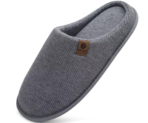 ONCAI Mens Slippers with Cushion Memory Foam Cotton-Blend High-Density Warm