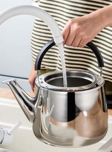 Genérico Tetera de Acero Inoxidable 304 para Estufa con Silbato, Mango de Baquelita, 5 Litros