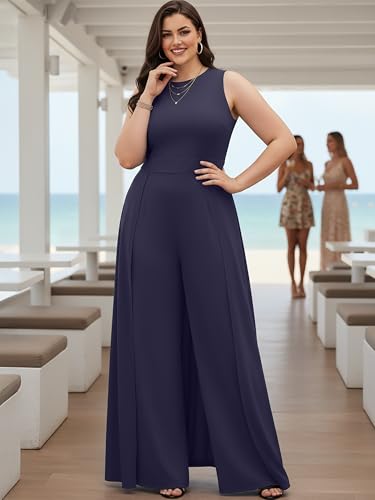 Image of KOH KOH Womens Sleeveless Flattering Dressy Long Pant Cape Elegant Jumpsuit