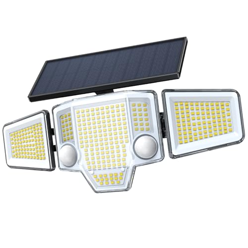 TuyLuxe 2026 Motion Sensor Solar Lights Outdoor Waterproof, 4000LM Solar Flood Lights with Dual PIR & Curved 300° Wide Beam, Larger 3500mAh Adjustable Solar Security Spot Lights for Yard-1Pack Black