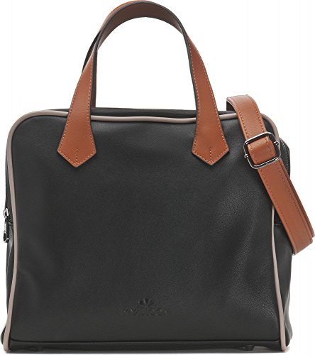 MIYA BLOOM, Damen Handtaschen, Henkeltaschen, Umhängetaschen, Crossover-Bags, 25 x 28,5 x 16,5 cm (B x H x T), Farbe:Schwarz