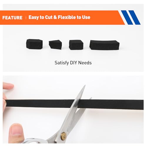 MAGZO Weather Stripping Door Seal, 1 Inch Wide X 1/8 Inch Thick Adhesive Foam Tape Soundproof Weatherstripping for Windows, 2 Rolls Total 33FT Black