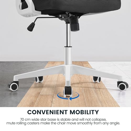 Sedia Ufficio Ergonomica con Braccioli Poggiatesta Regolabile Schienale Alto Funzione Dondolo Poltrona Scrivania Girevole in Rete Traspirante con Supporto Lombare Nera/Grigia - Sedia gaming - Immagine 7