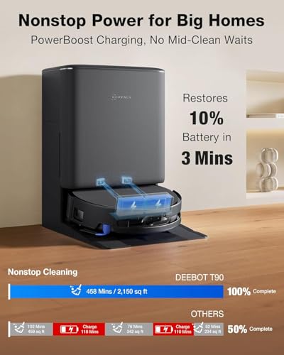 Image of ECOVACS DEEBOT T90 PRO OMNI Robot Vacuum Cleaner with Mop,30,000Pa Blast Suction,PowerBoost Charging,Instant Self-Cleaning OZMO Roller Mop,TruEdge Deep Edge Cleaning,AI Obstacle Avoidance