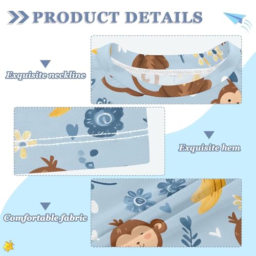 ALAZA Kids Rash Guard Boys Toddler Swim Shirts Short Sleeve Monkey Banana Blue UPF 50+ 3T3