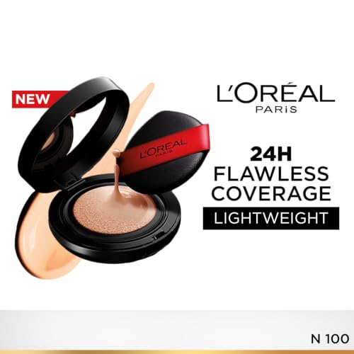 Image of L'Oreal Paris Infallible Cushion Foundation, 24Hr Full Coverage, Glass-skin finish, No Oxidation, Shade 100, 11g
